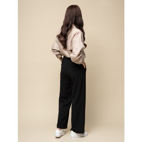 가을철을 위한 세련되고 편안한 캐럿 여성 밴딩 와이드 슬랙스