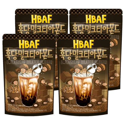 HBAF 흑당밀크티 아몬드, 190g, 4개