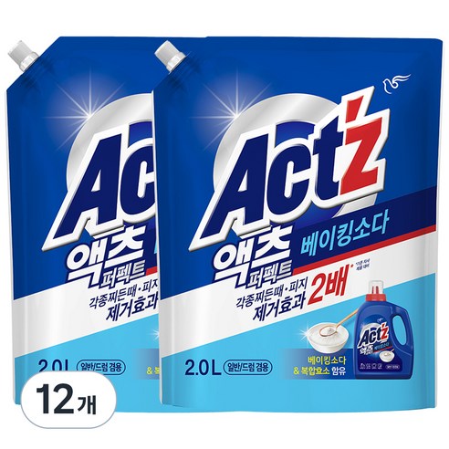 액츠 퍼펙트 베이킹소다 액상세제 리필, 2L, 12개