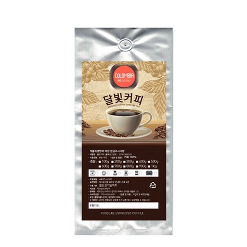달빛커피 콜롬비아 수프리모 원두커피, 홀빈(분쇄안함), 200g