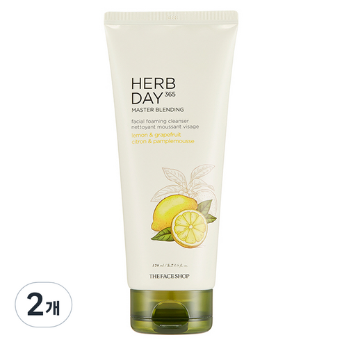 더페이스샵 허브데이 마스터 블렌딩 페이셜 클렌징폼 레몬, 170ml, 2개