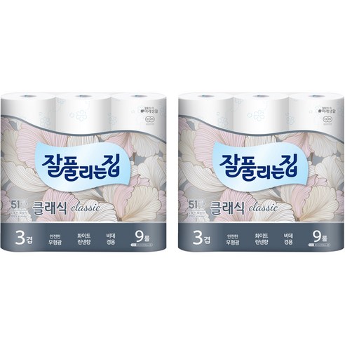 잘풀리는집 3겹 클래식 화장지 27m, 9개입, 2개