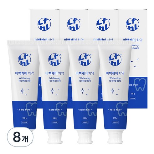 라이프홀릭 미백케어 치약, 100g, 8개