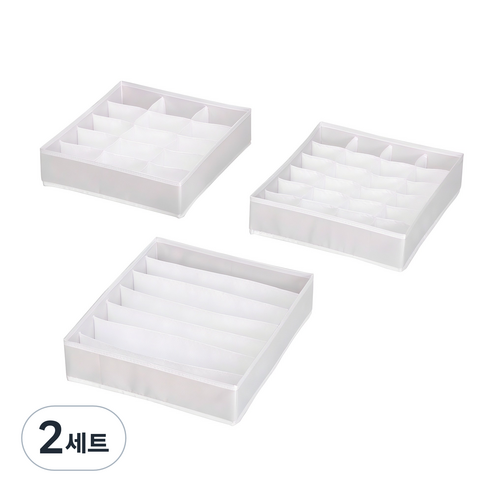 코멧 홈 프리미엄 속옷 정리함 3종(7칸+15칸+24칸), 화이트, 2세트