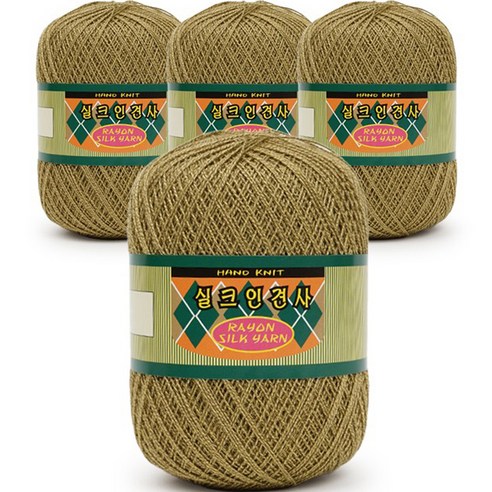 필립섬유 쎄비 실크 인견사 뜨개실 90g x 4p, 826 메란지머스타드브라운, 4개
