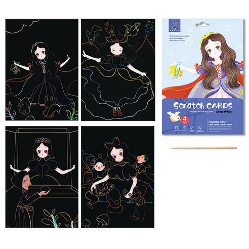 알로데 월루 스크래치 페이퍼 아트카드, TYPE01 백설공주, 1개