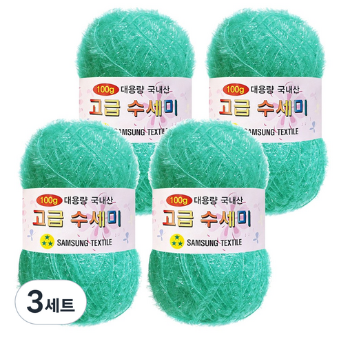 yarna 100g 대용량 고급수세미 뜨개실 4p + A인쇄도안 8종 세트, 164 민트, 3세트