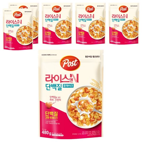 포스트 라이스앤 단백질 후레이크, 480g, 6개