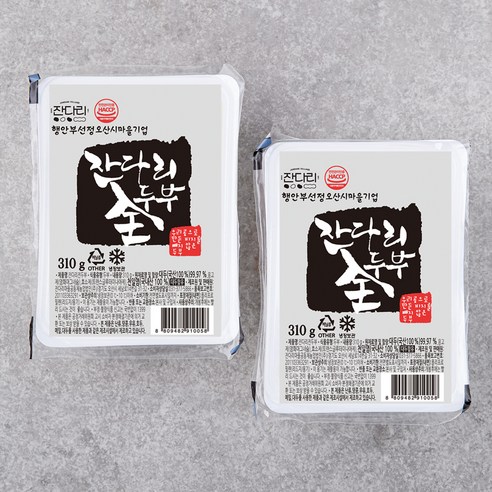 두부  잔다리 전두부, 310g, 2개