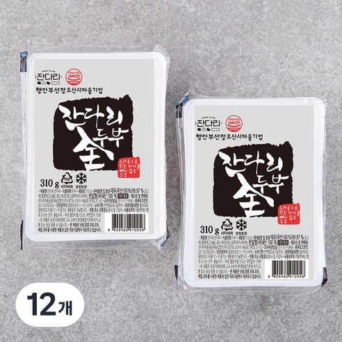 두부  잔다리 전두부, 310g, 12개