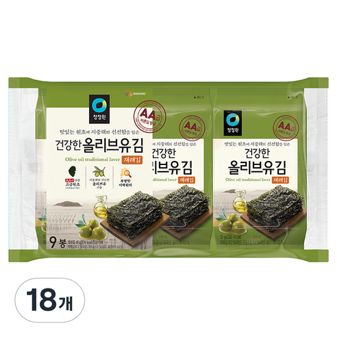청정원 올리브유재래김, 5g, 18개