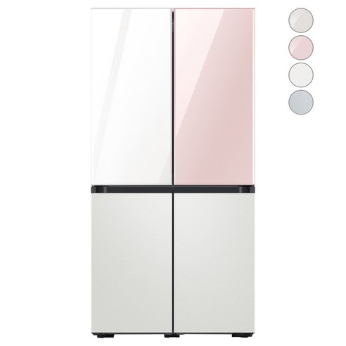 [색상선택형] 삼성전자 비스포크 프리스탠딩 냉장고 방문설치, RF85A9241AP, 글램 화이트 + 글램 핑크 + 코타 화이트