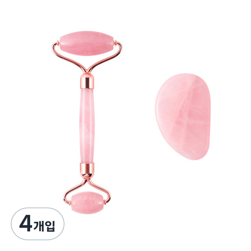 플랫지 조약돌 괄사마사지기 + 양방향 세트, 핑크, 4개입