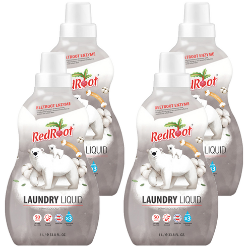 레드루트 세탁세제 바닐라코튼향 플러스 유아세제, 1L, 4개