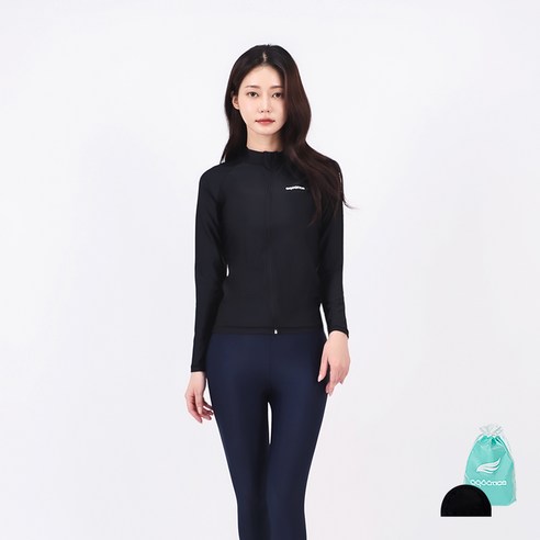 아쿠아티카 여성용 래쉬가드 집업 AQAWJP23006 + 워터 레깅스 + 스판 수모 세트
