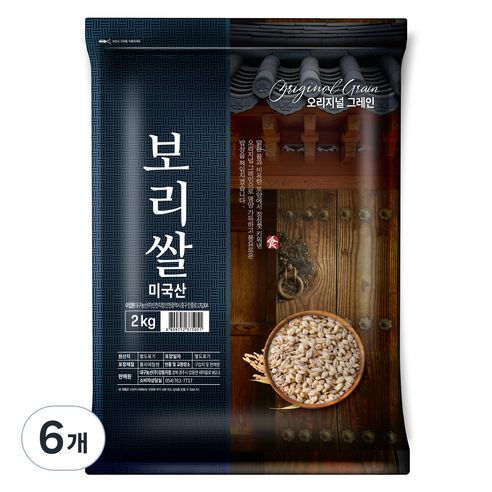 오리지널그레인 미국산 보리쌀, 2kg, 6개