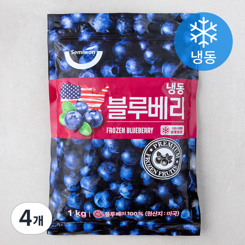 세미원 미국산 블루베리 (냉동), 4개, 1kg