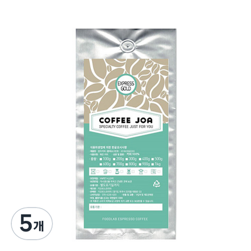 COFFEEJOA EXPRESS GOLD 분쇄 커피, 에스프레소 모카포트(가정용), 500g, 5개