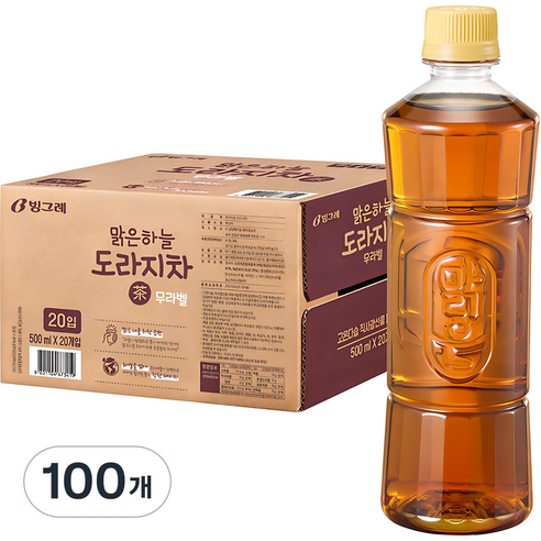 빙그레 맑은하늘 도라지차 무라벨, 500ml, 100개