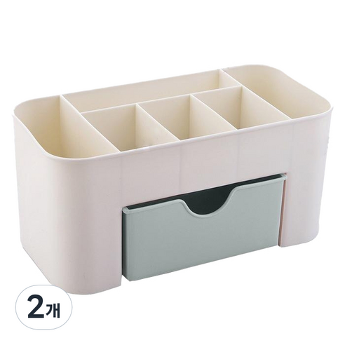 아뚜 다용도 서랍 화장품 책상 수납 정리함, 그린, 2개