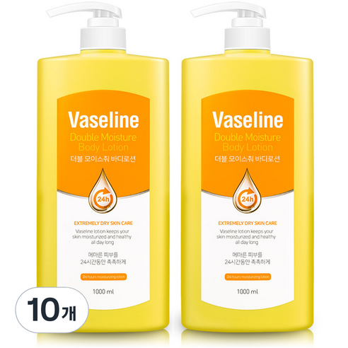 바세린 24h 고보습 대용량 바디로션 더블 모이스춰, 10개, 1000ml
