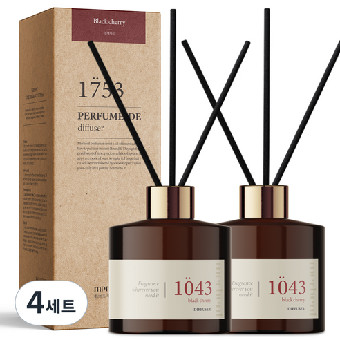 메르헨트 퍼퓸 드 디퓨저 200ml x 2p + 섬유리드 10p 세트, 블랙체리, 4세트