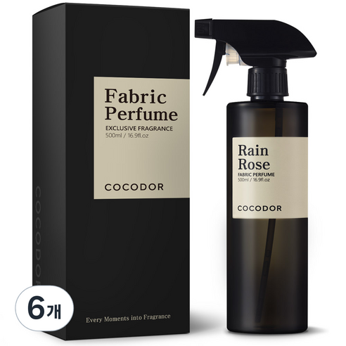 코코도르 룸 앤 패브릭 퍼퓸 섬유탈취제, 500ml, 6개, 레인 로즈