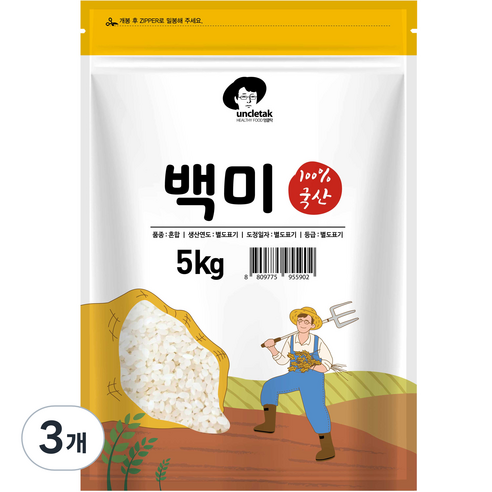 엉클탁 백미, 5kg, 3개