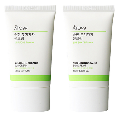 아토99 순한 무기자차 선크림 SPF 50+ PA++++, 50ml, 2개