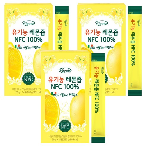레세타 유기농 레몬즙 NFC 100%, 280g, 3개