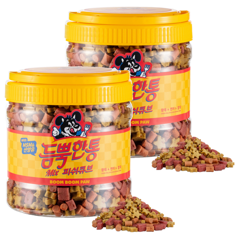 붐붐포 강아지 듬뿍한통 믹스 노즈워크 큐브 트릿, 생선맛(황태/연어/참치), 600g, 2개