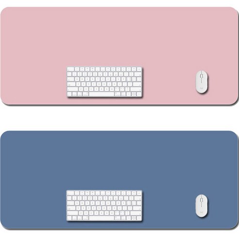 뱀스컴퍼니 와이드 가죽 데스크 매트 특대형 2p, 핑크, 청회색, 가로 80cm x 세로 30cm