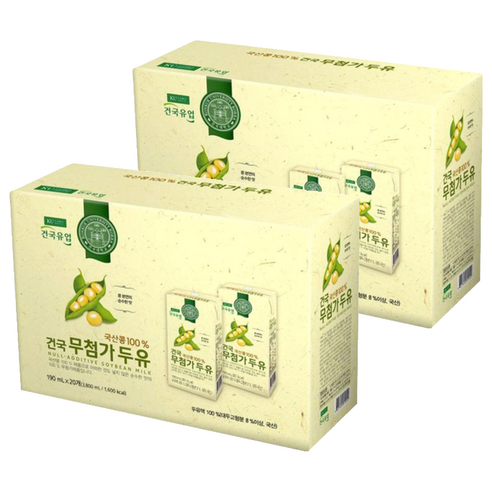건국유업 국산콩 무첨가 두유, 190ml, 40개