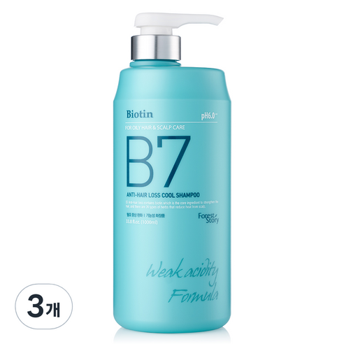 포레스트스토리 B7 약산성 쿨 탈모 샴푸, 1000ml, 3개