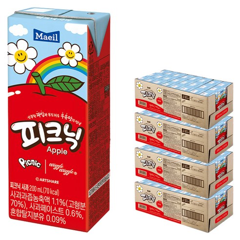 매일유업 피크닉 사과맛, 200ml, 96개
