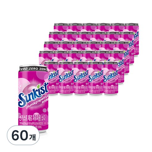 썬키스트 제로 자두자몽 소다, 190ml, 60개