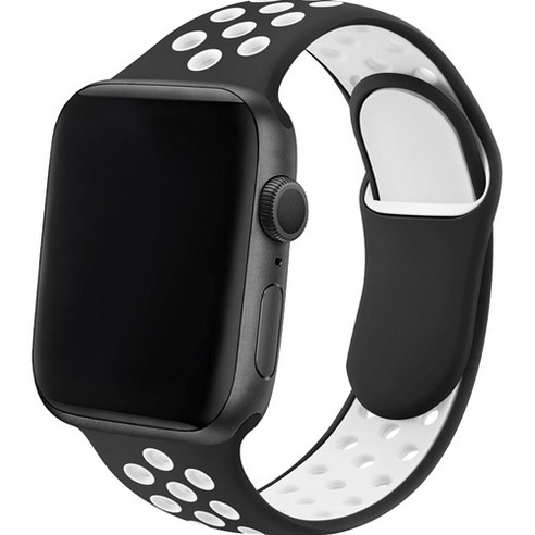 스페이스쉴드 스마트워치 스포츠 실리콘 밴드 38 / 40 / 41 mm, 블랙화이트