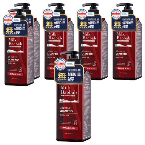 밀크바오밥 센서티브 샴푸 다마스크로즈향, 500ml, 6개