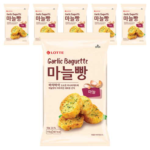 롯데웰푸드 마늘빵, 110g, 6개