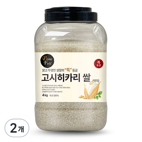 Prime Field 2024년산 햅쌀 고시히카리 백미, 특등급, 4kg, 2개