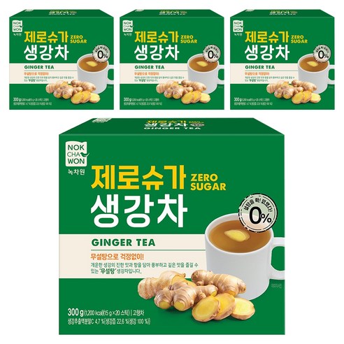 녹차원 제로슈가 생강차, 4개, 20개입, 15g