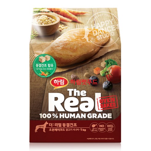 하림펫푸드 더리얼 동결건조 오븐베이크드 닭고기 시니어 강아지 사료, 닭, 1kg, 1개
