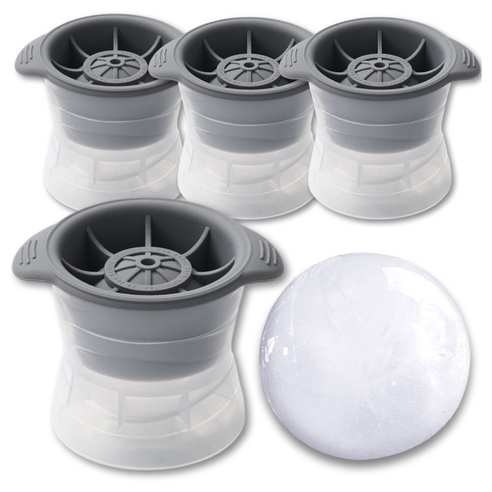 조앤제이 간편 하이볼 위스키 원형 실리콘 왕 얼음틀, 그레이, 4개