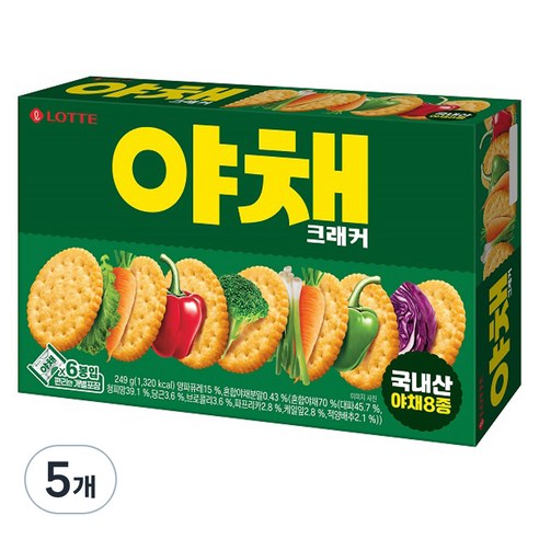 롯데 야채 크래커 벌크, 249g, 5개