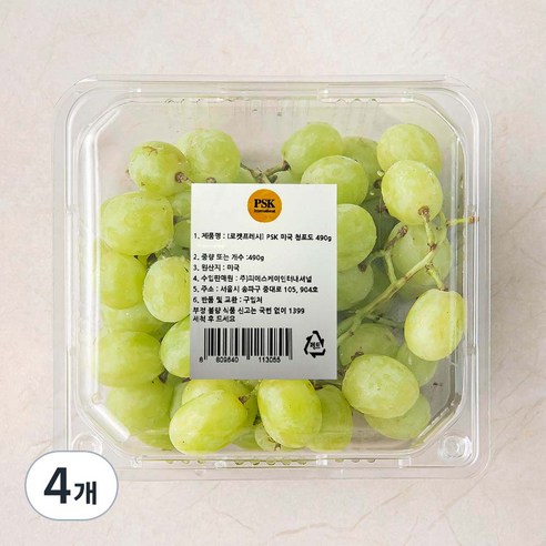 PSK 미국산 청포도, 490g, 4개