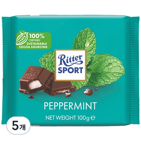 리터스포트 페퍼민트 초콜릿, 5개, 100g