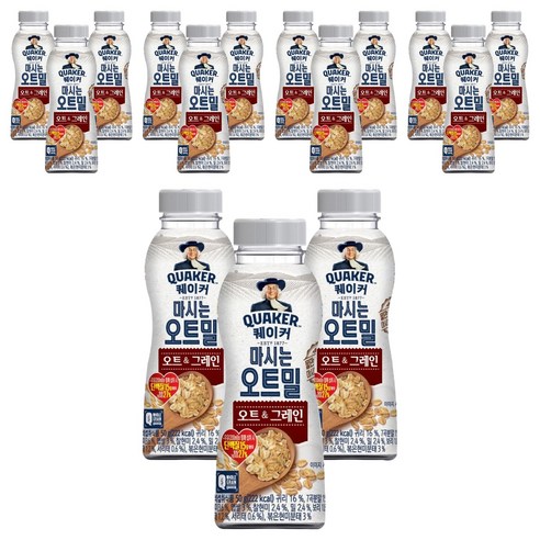 퀘이커 마시는 오트밀 오트&그레인, 50g, 15개