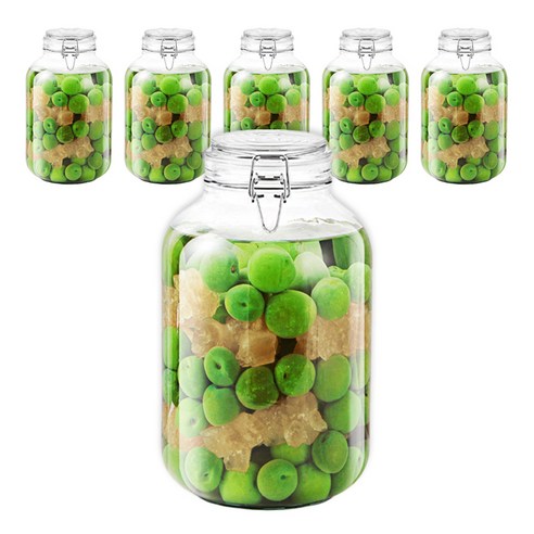 헬로키친 다용도 밀폐 유리병, 4L, 6개