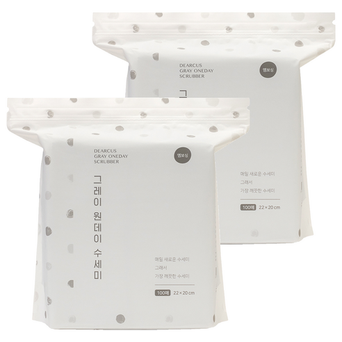 디어커스 원데이 수세미 엠보싱, 그레이, 100개입, 2개