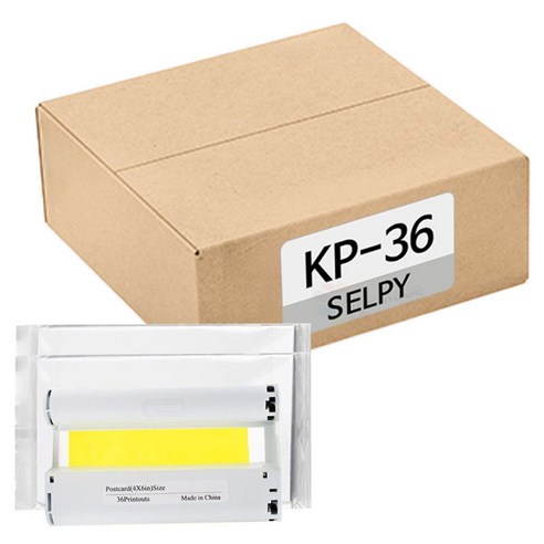 캐논 호환 컬러 잉크 카트리지 + 포토 인화 용지18개입 x 2p 세트 KP-36IN, 4X6, 1세트